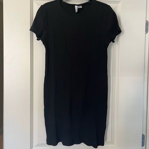 Black Ribbed Mini Dress